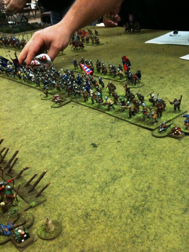 The French battle line advances in Chris Craft's prelude to Agincourt game.