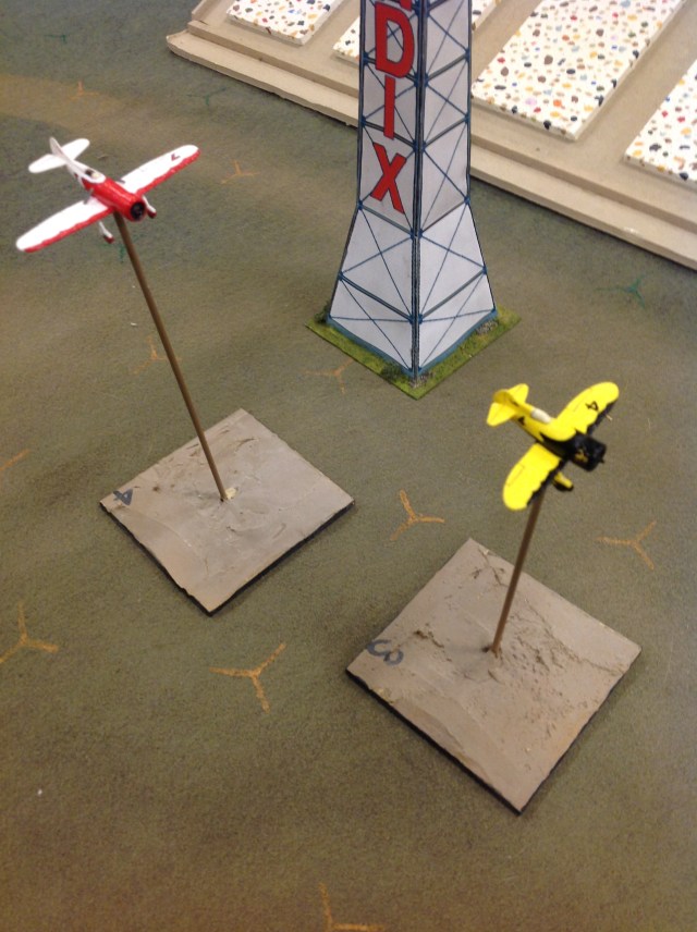 Gee Bee Z leads Gee Bee Y in the early stages of Golden Age Air Racing on Saturday night