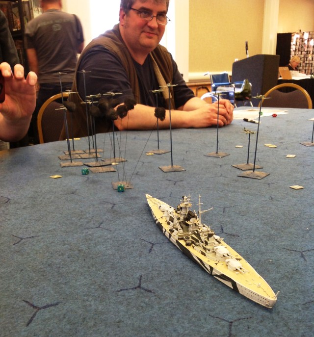 British player Tom Biecker watches as the bombers enter the wall of flak.