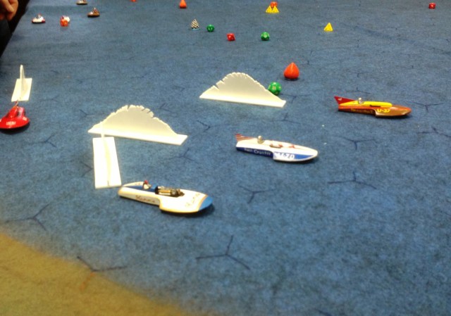 A look at the also-rans coming into turn one.  Scott Appleby, racing Doug's Hamm's Beer boat didn't survive turn two. 
