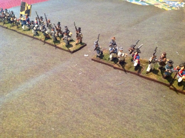 Ragan's and Schutz's regiments of Maryland militia.  That they are un-uniformed represents their general lack of preparedness for action.