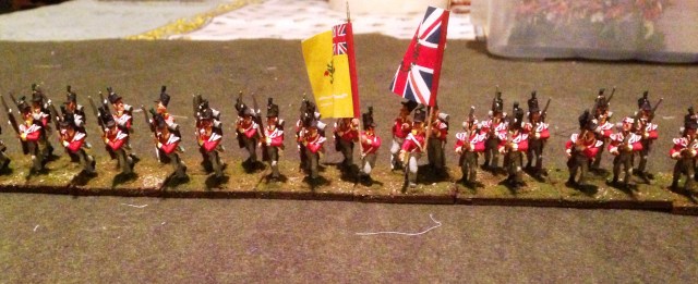 The 85th Regiment is 48 figures, twelve stands.  If I was to extend out the 24 half bases, it would be 36 inches wide.  These are Old Glory figures, traditional, metal 28's 