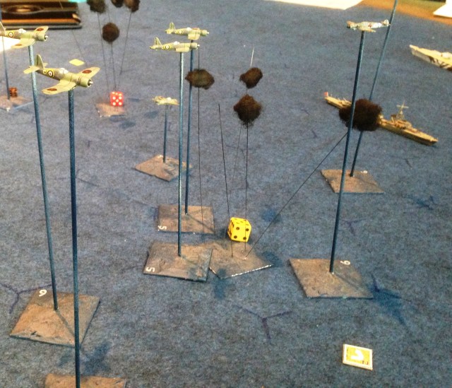 The British attack encountered flak and fighters along the way.  The Germans lost two fighters, and the Brits lost a fighter and a bomber before they reached their target. 
