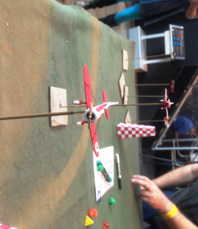 Joe Waddington led wire to wire in the annual Air Racing event.  He flies the Texaco Travelair 14