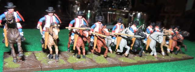 London War Room Cuera mounted Spanish militia.  Used on the frontier mainly to fight Comanches and Apaches, they are a large mounted element in my Louisiana project 