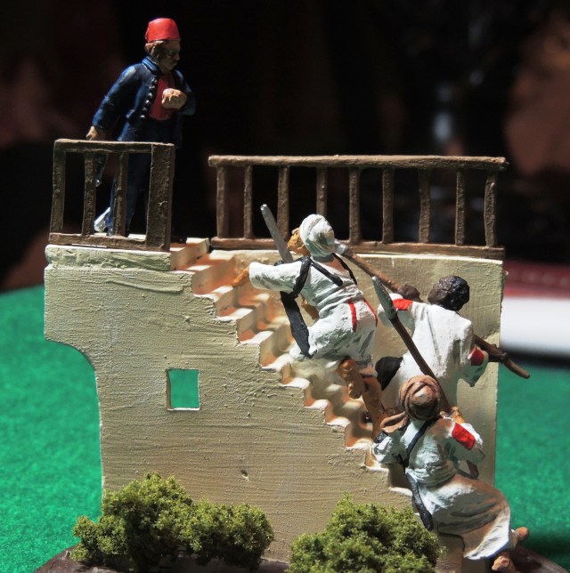 Side view of Gordon's Last Stand vignette by the Perry Brothers.  The photo was taken without flash and more accurately recreates the lighting for Joy's painting. 