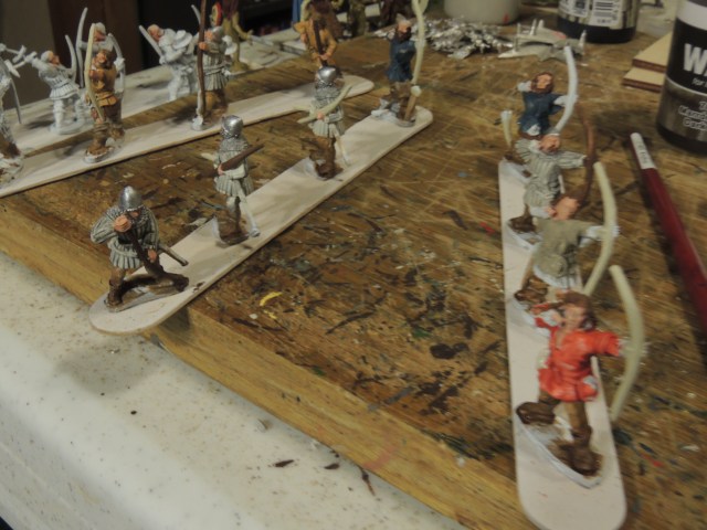 I'm currently working on a dozen Old Glory longbowmen.  They'll paint up fairly quickly if I just put the time in. 